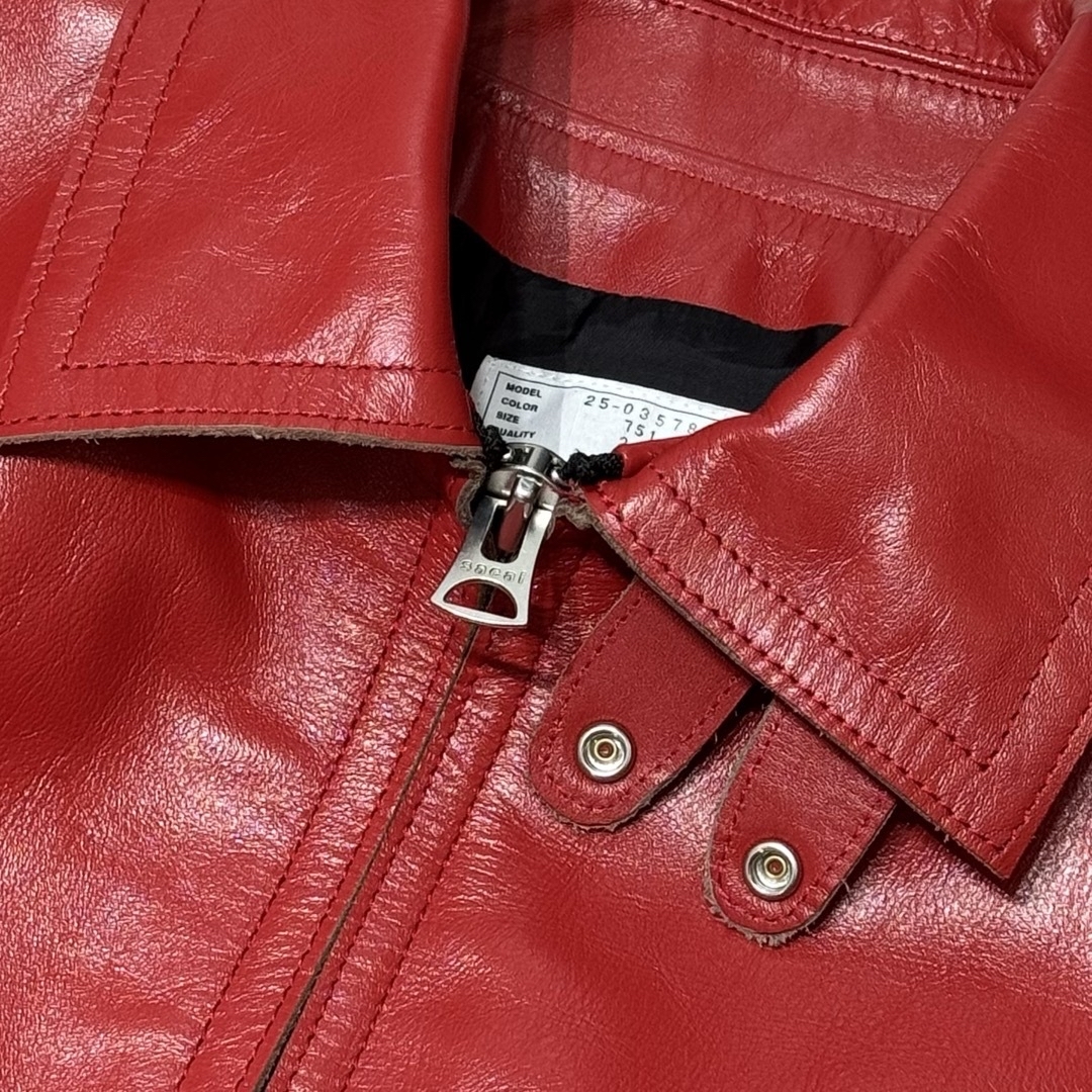 sacai - 【SACAI】25SS ZIP UP LEATHER JACKET RED 2の通販 by R