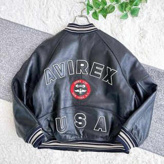 AVIREX - 良品 AVIREX アーチロゴ レザージャケット スタジャン L