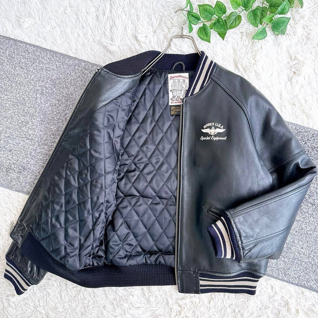 AVIREX - 良品 AVIREX アーチロゴ レザージャケット スタジャン L