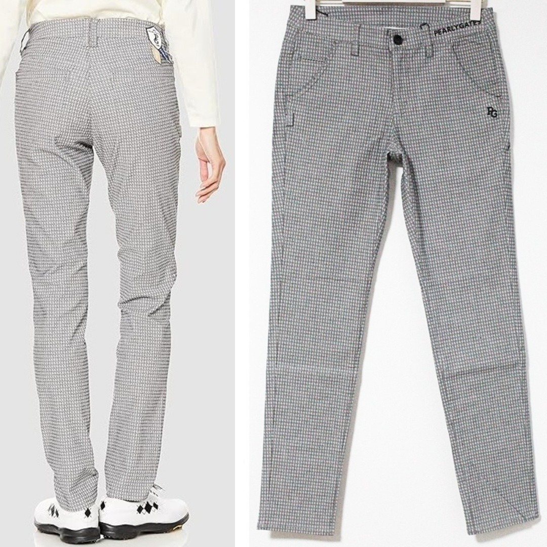 新品 パーリーゲイツ 変形ダイヤ小紋柄 ストレッチロングパンツ L