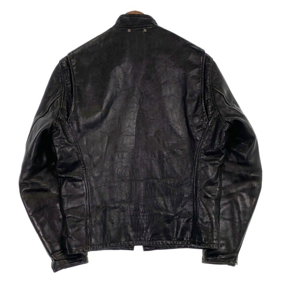 60's~ レザーシングルライダースジャケット 逆ハの字 ブラック TALON