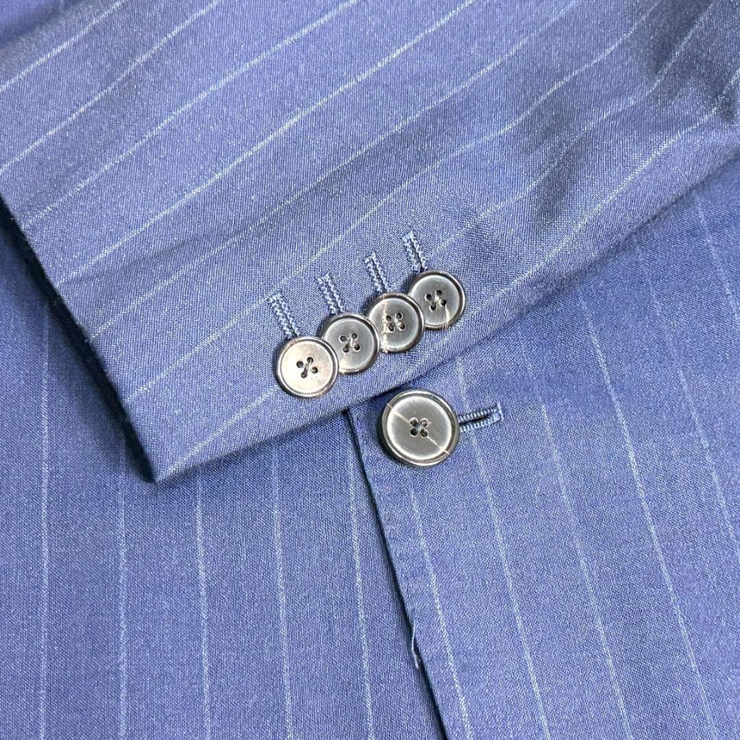 J5131 美品 ラルディーニ チョークストライプトラベルセットアップ 紺