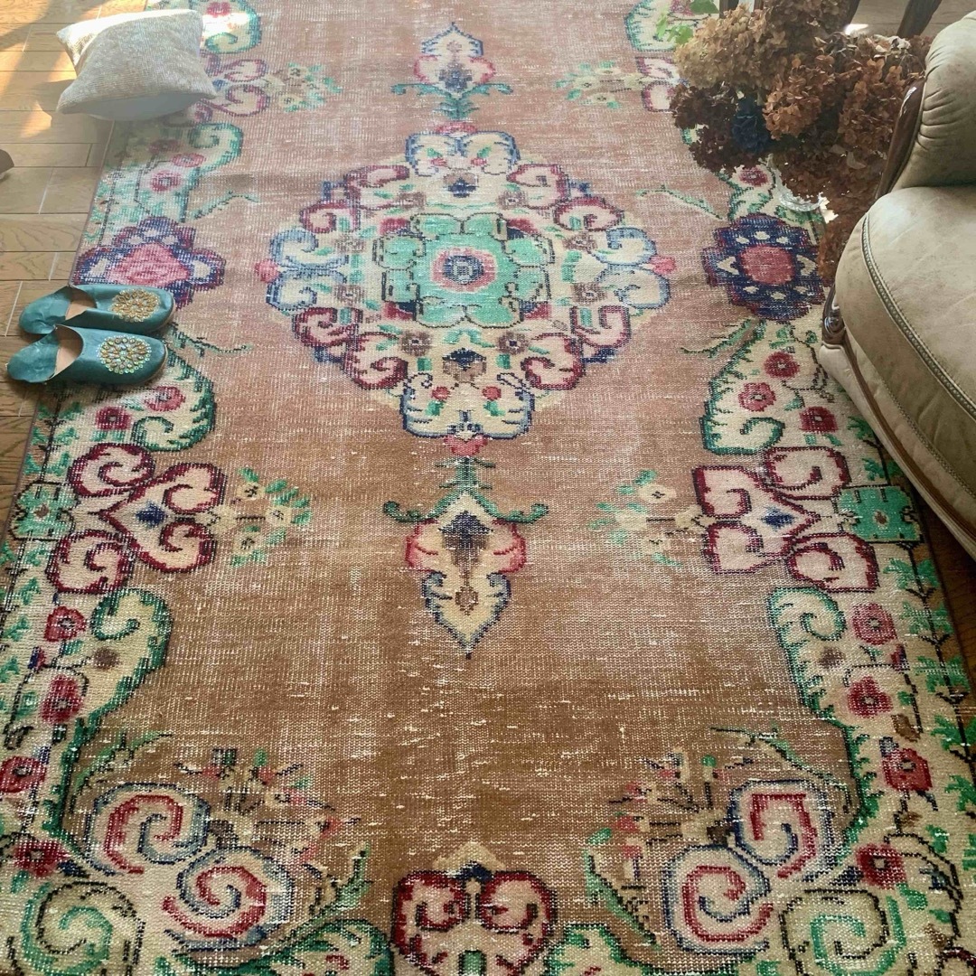 超大判 特大 271×140 超レア トルコヴィンテージラグ テラコッタ