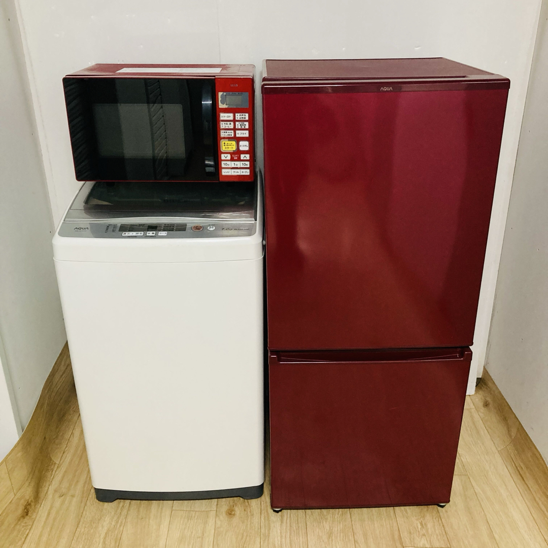 レッドで揃えたかわいい1人暮らし家電セット❗️大阪、大阪近郊配送と