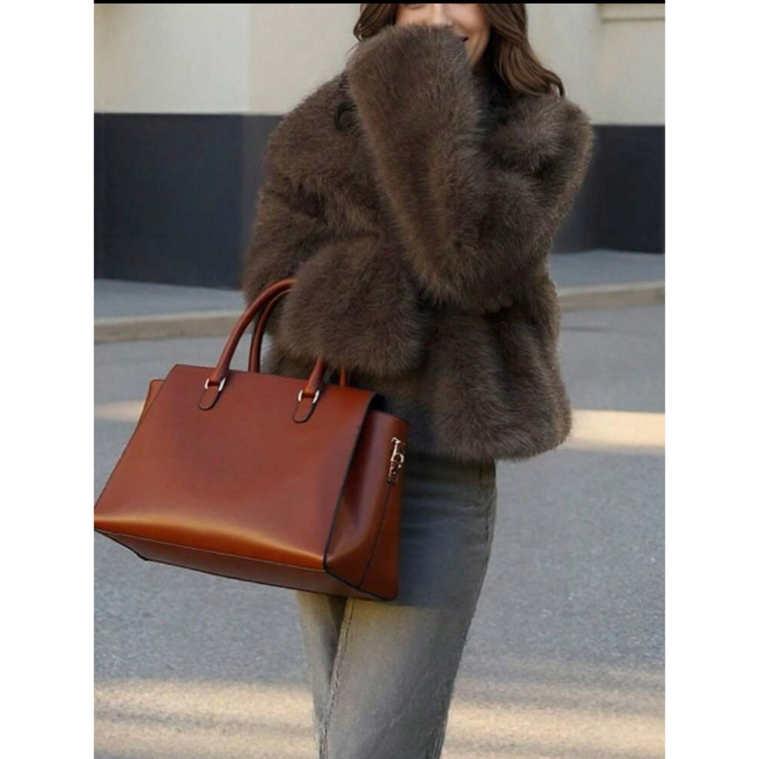 ZARA - 高見えフェイクファーショートコート ブラウンIENA系・Oggi系