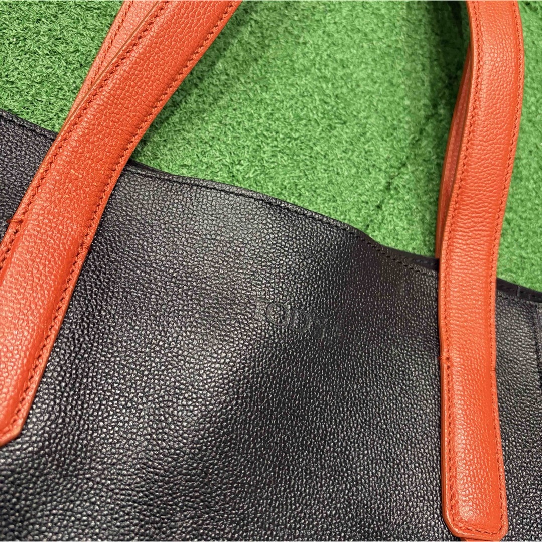 TODS 希少！メンズ レザートートバッグ ブラック オレンジ 中古品 TODS