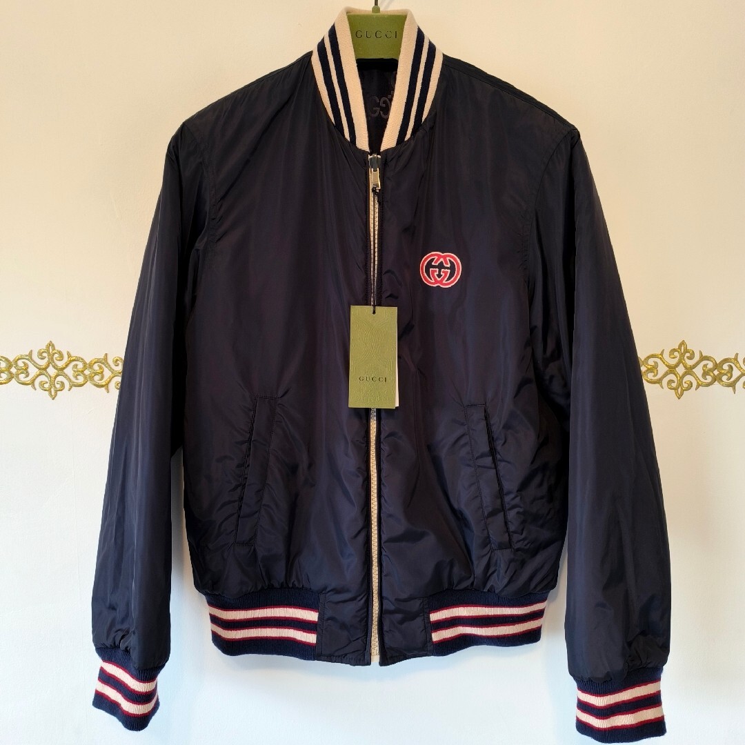 GUCCI - グッチ GGロゴ ネイビーリバーシブルジャケット ブルゾン