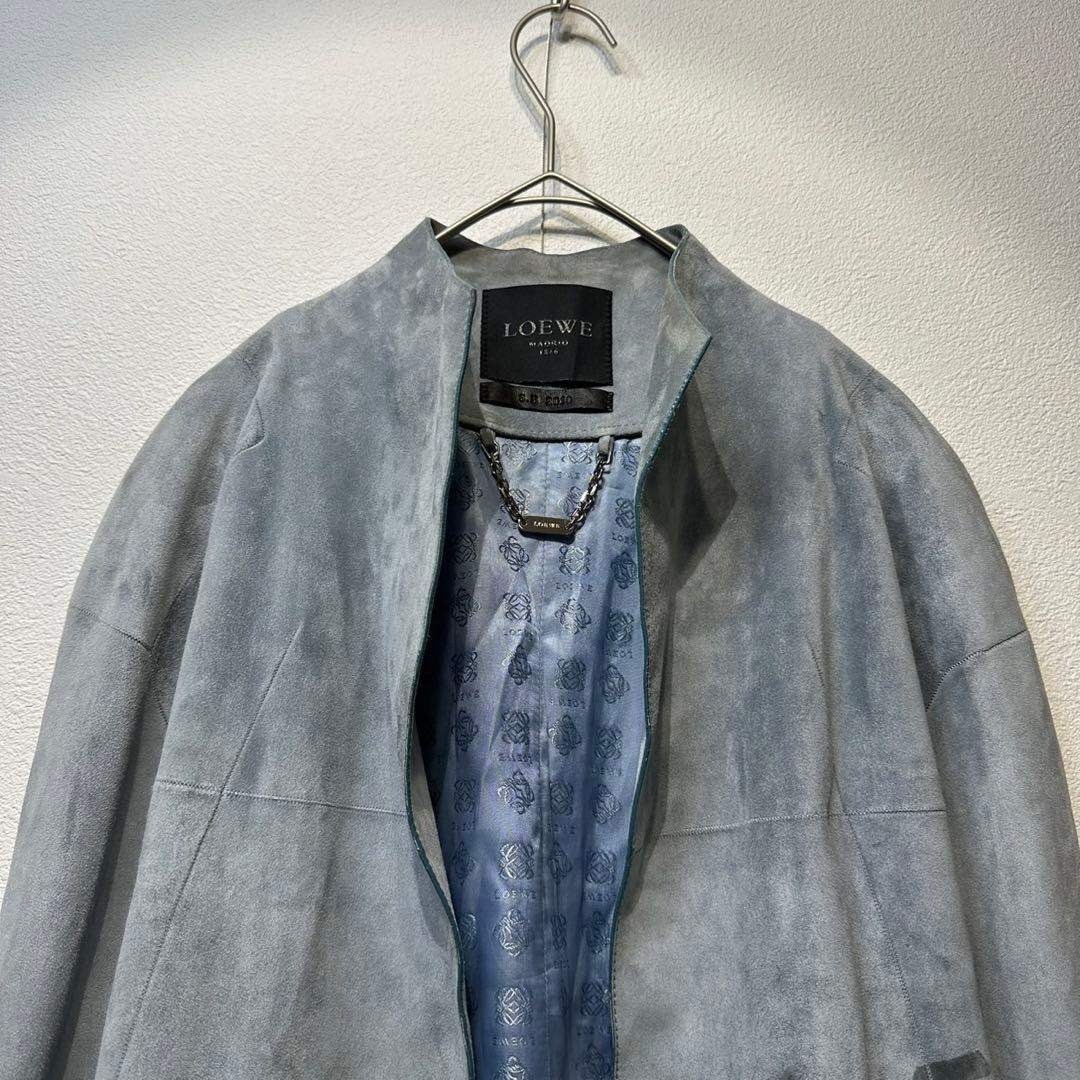 希少 LOEWE 上質 スエード レザー モノグラム デザイン ノーカラー