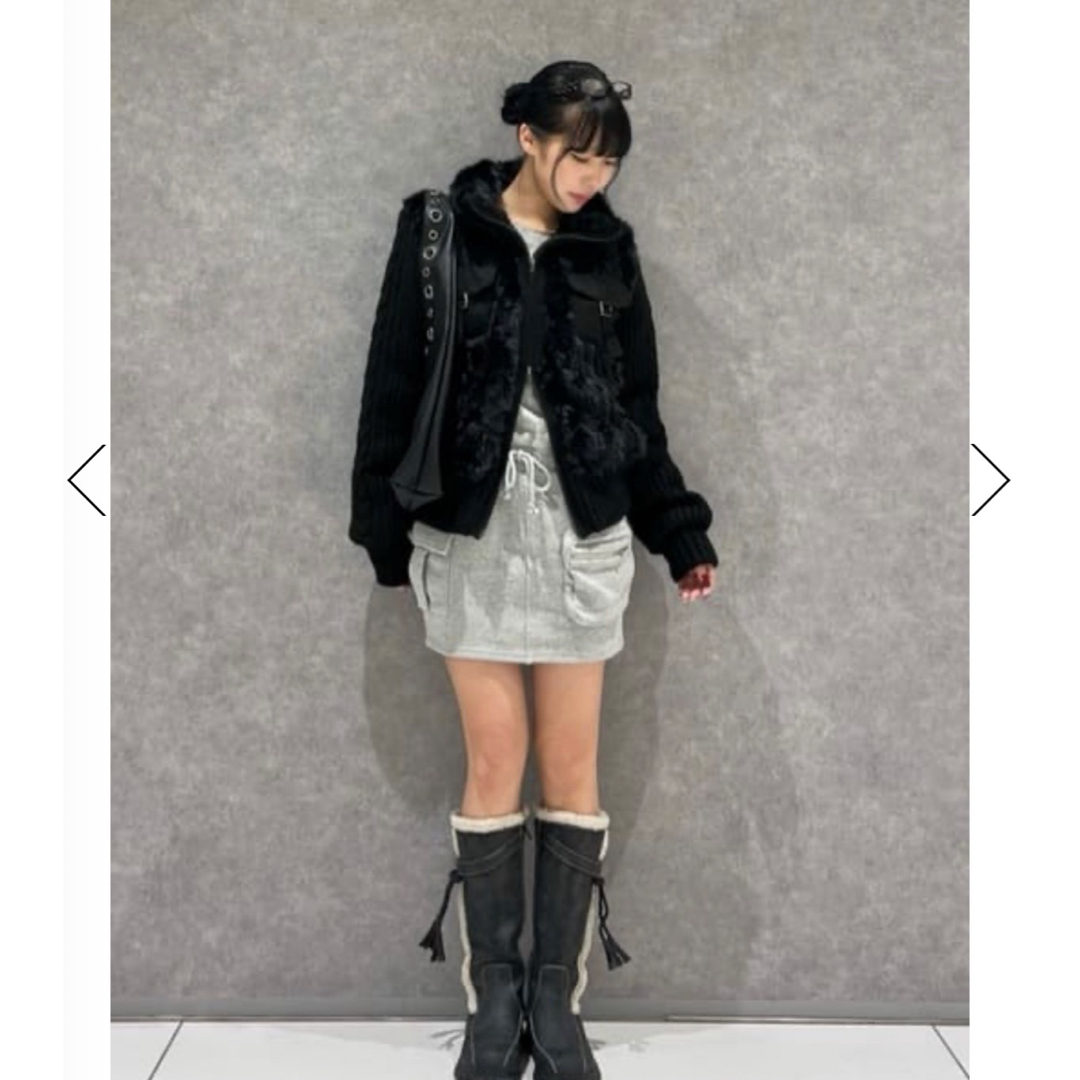 LAGUA GEM - lagua gem ケーブルファーニットブルゾン ブラック黒