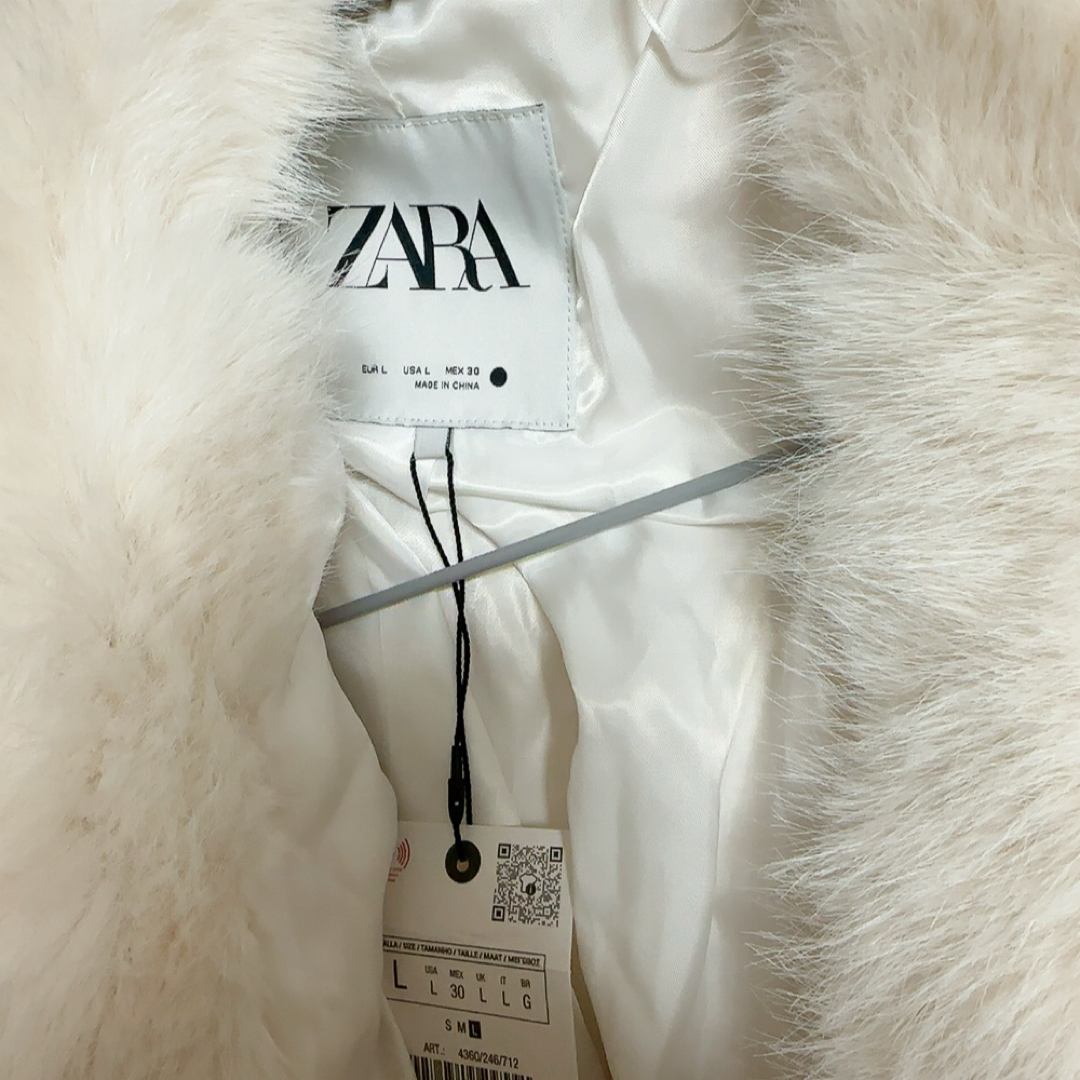 ZARA - ZARA フェイクファージャケット ZW COLLECTION ホワイト 白Lの