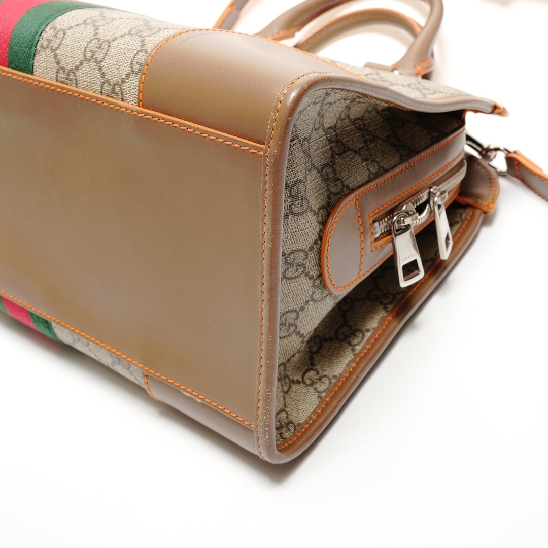 GUCCI - グッチ GUCCI GGキャンバス レザー シェリーライン ボストン