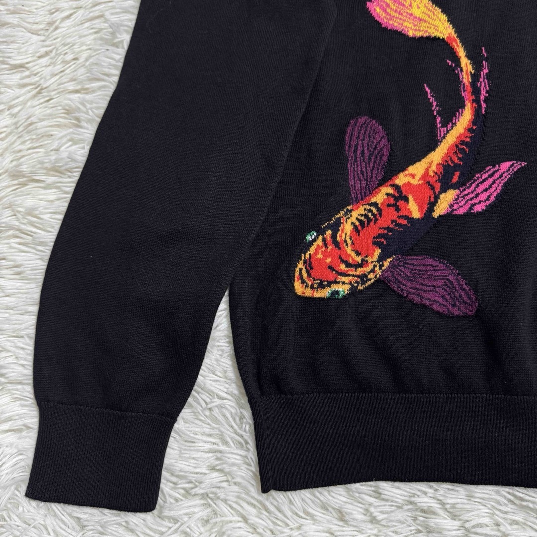 美品】ポールスミス クルーネック ニット セーター ブラック 鯉 花柄 S