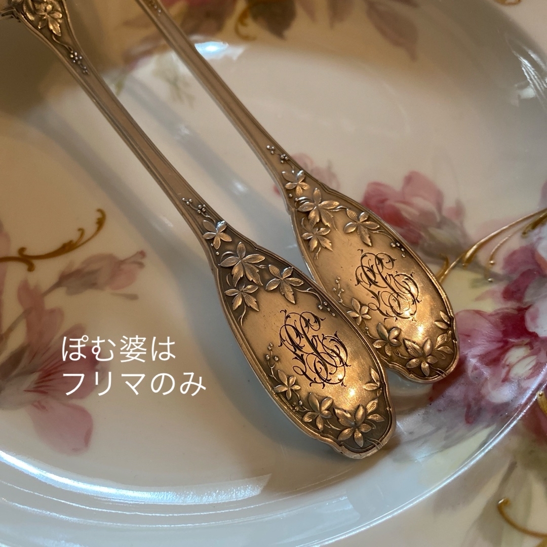フランス／E.Lefebvre】純銀／デザートフォーク＆デザートスプーンの