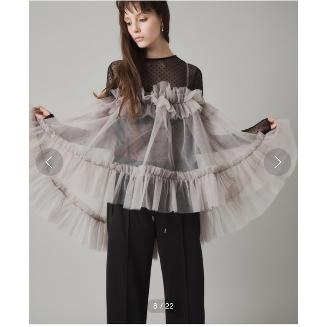 la belle Etude - J1U チュールフリルアシンメトリーキャミチュニック