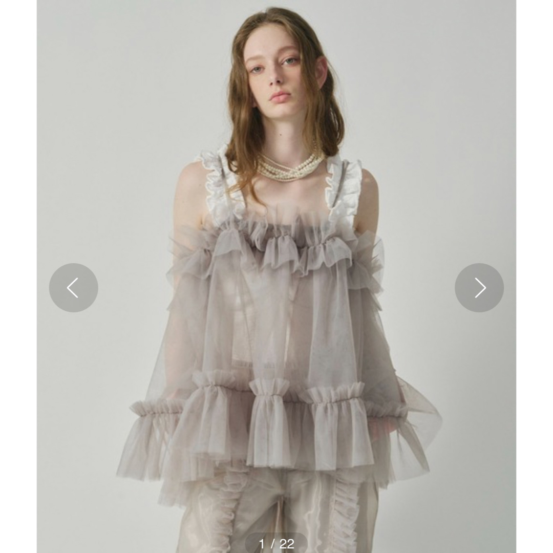 la belle Etude - J1U チュールフリルアシンメトリーキャミチュニック