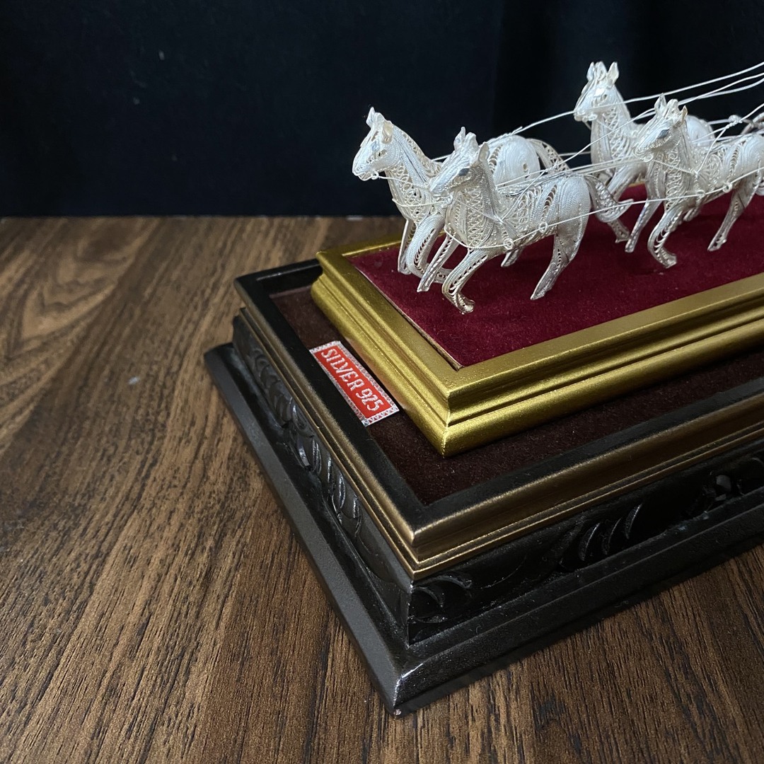 銀製 SILVER925 馬車 置物 90.0g 金属工芸 銀線細工 オブジェ