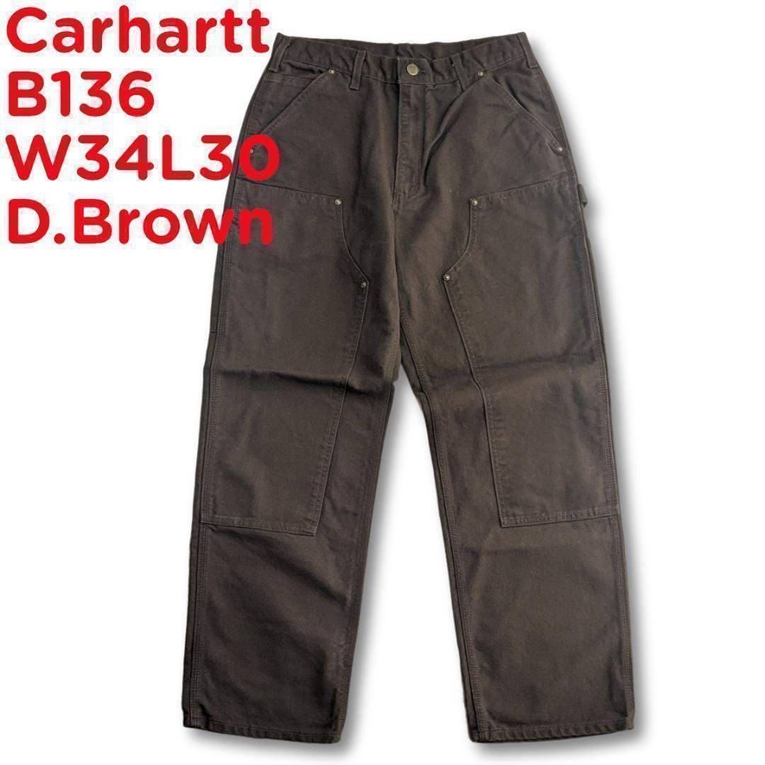 carhartt - USA製 カーハート ダークブラウン B136 W34L30 ダブルニー