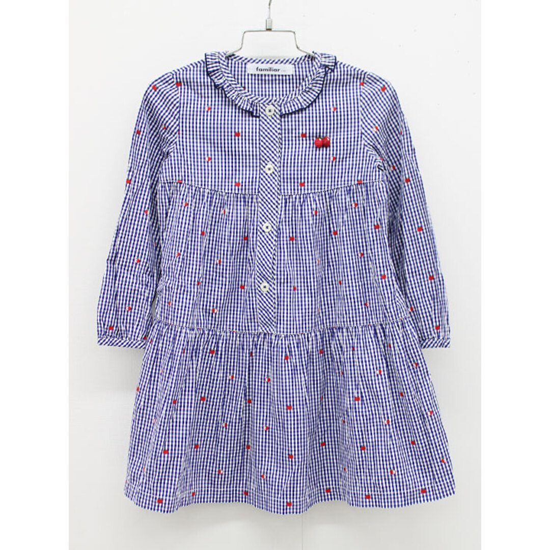 familiar - ファミリア 長袖ワンピース 110cm キッズ 女児 紺×白【中古