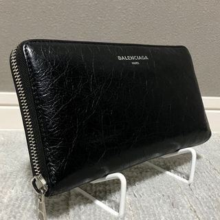 BALENCIAGA - バレンシアガ［シワ加工］ラウンドジップ 長財布