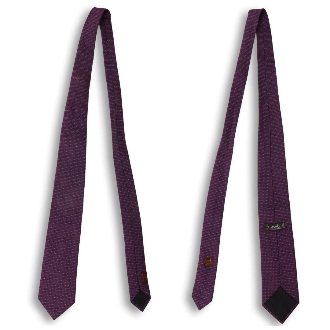 HERMES - HERMES ネクタイ ファソネ H柄 H織 総柄 光沢感 人気柄 紫