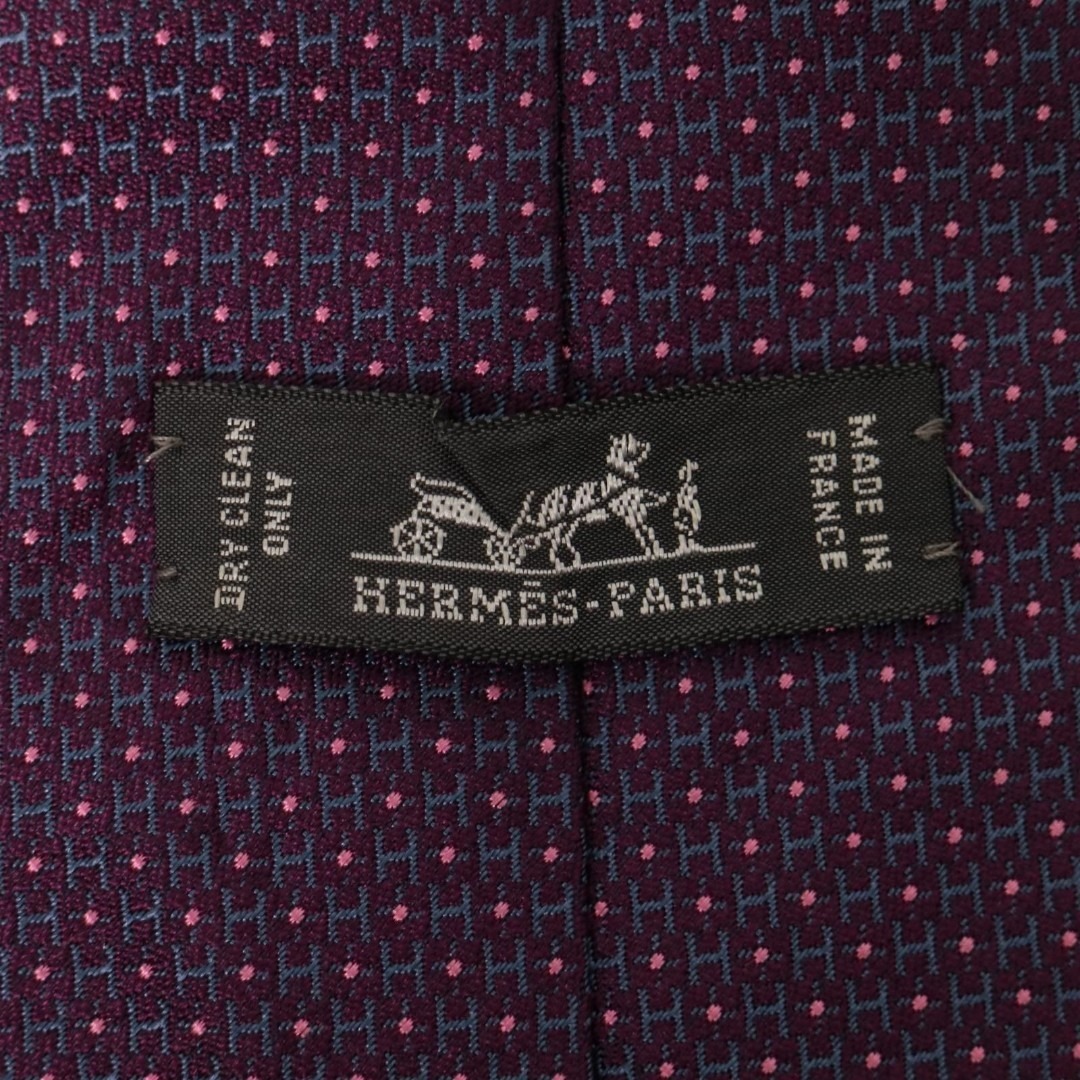 HERMES - HERMES ネクタイ ファソネ H柄 H織 総柄 光沢感 人気柄 紫