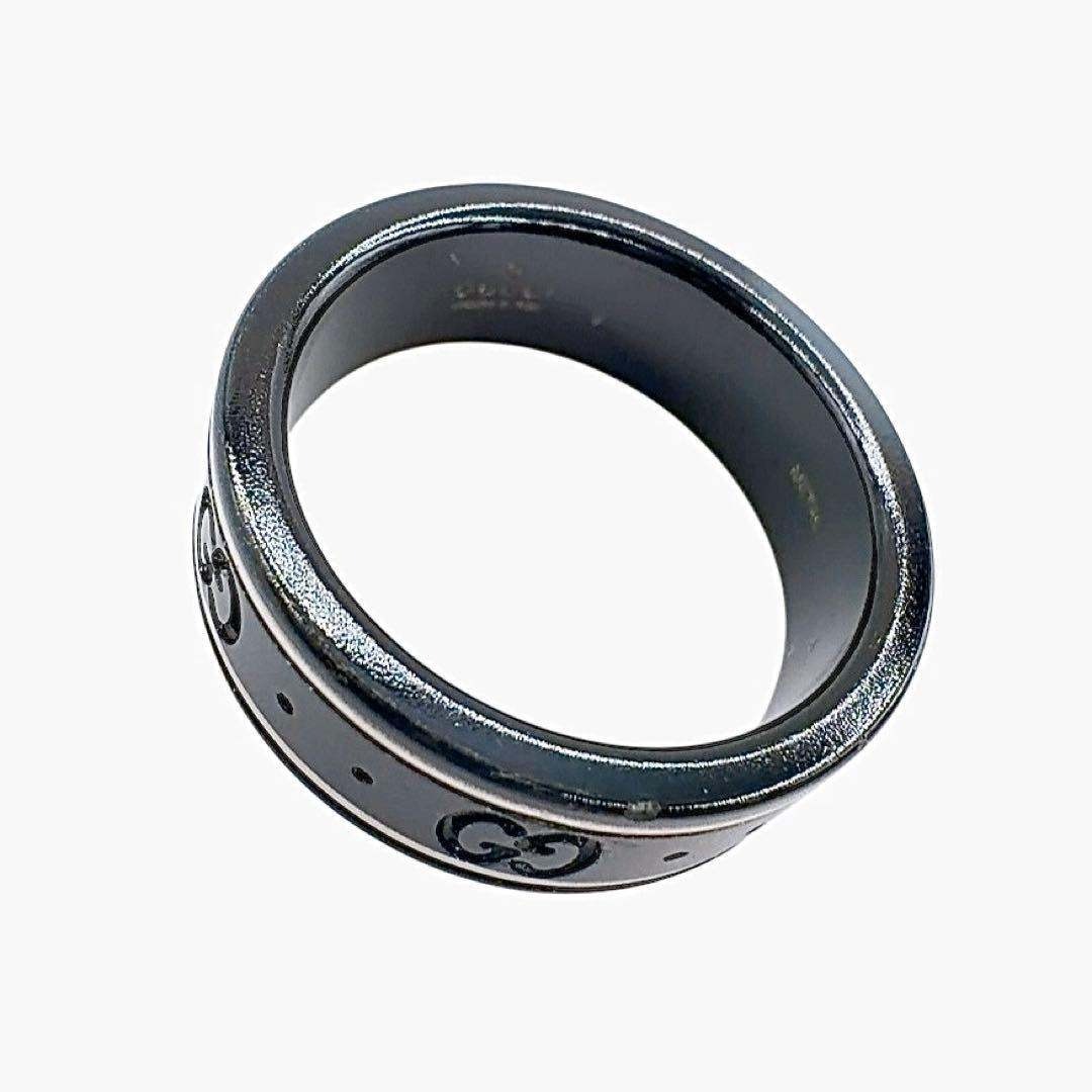 GUCCI - 美品✨グッチ アイコンリング ブラック×シルバー 17号 Au750