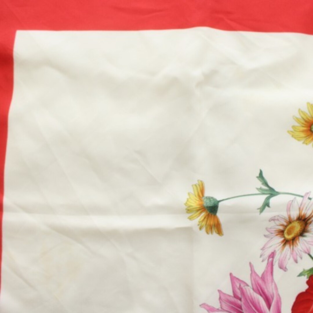 GUCCI - グッチ スカーフ 大判 シルク 花柄 フローラル ロゴ 赤 レッド