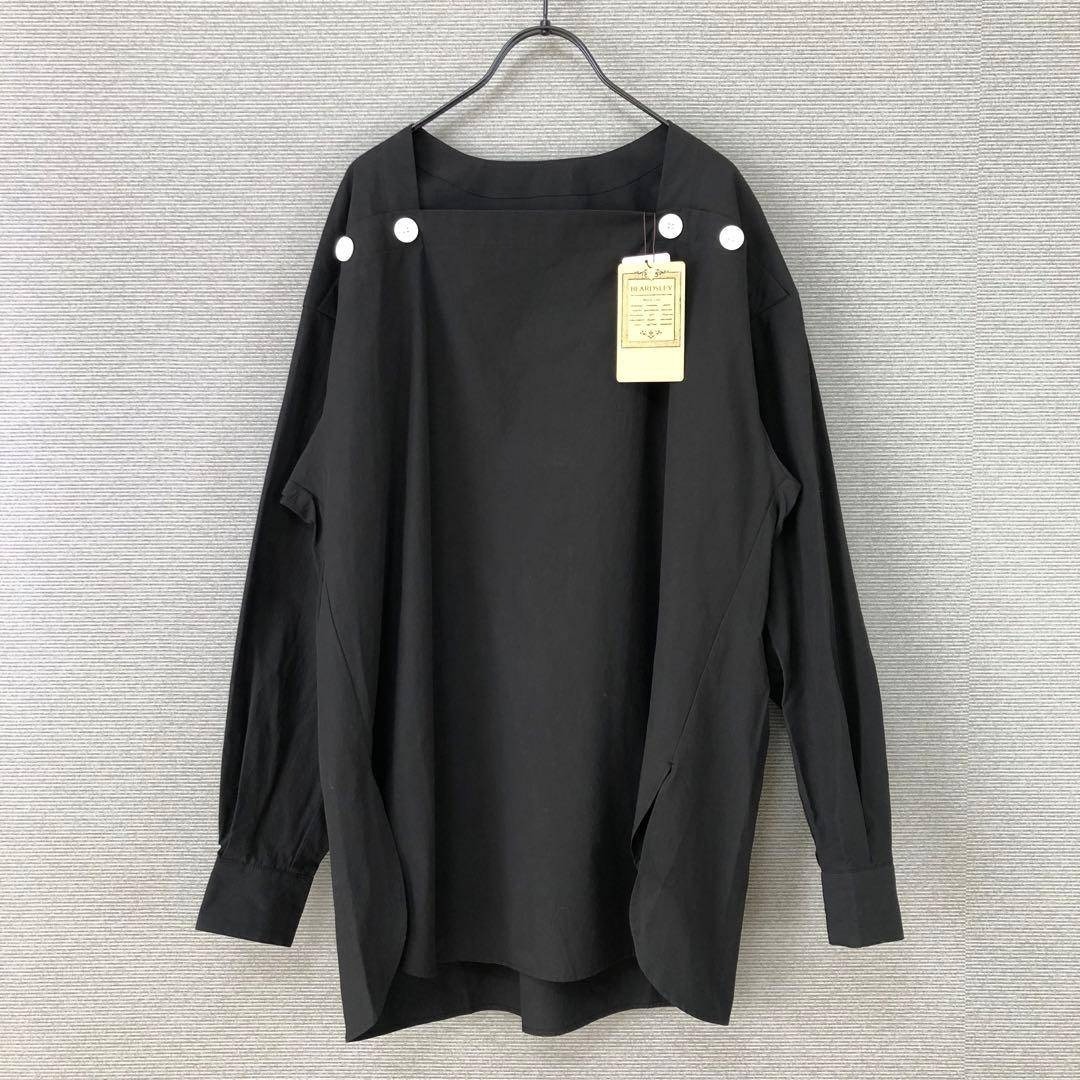 未使用品 BEARDSLEY スクエアネックボタンシャツ F ブラック BEARDSLEY