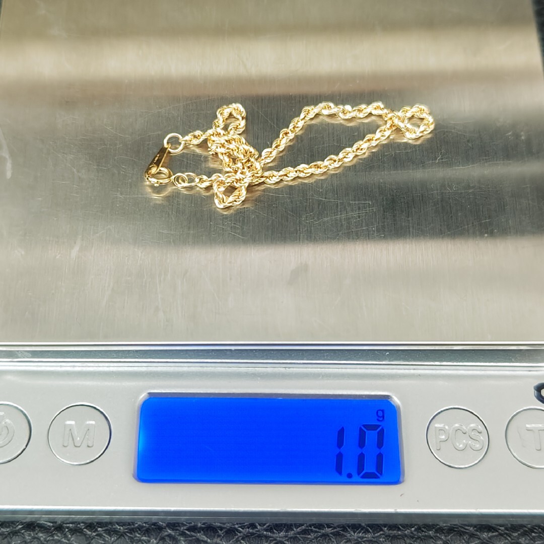 C013008) K18 YG ロープチェーン ネックレス 中空 750刻印 ネックレス