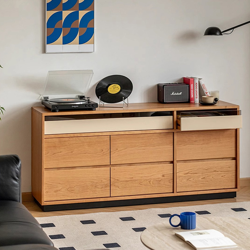 Woody Prime Cherry 天然木8マスレトロチェスト | 大容量収納と洗練