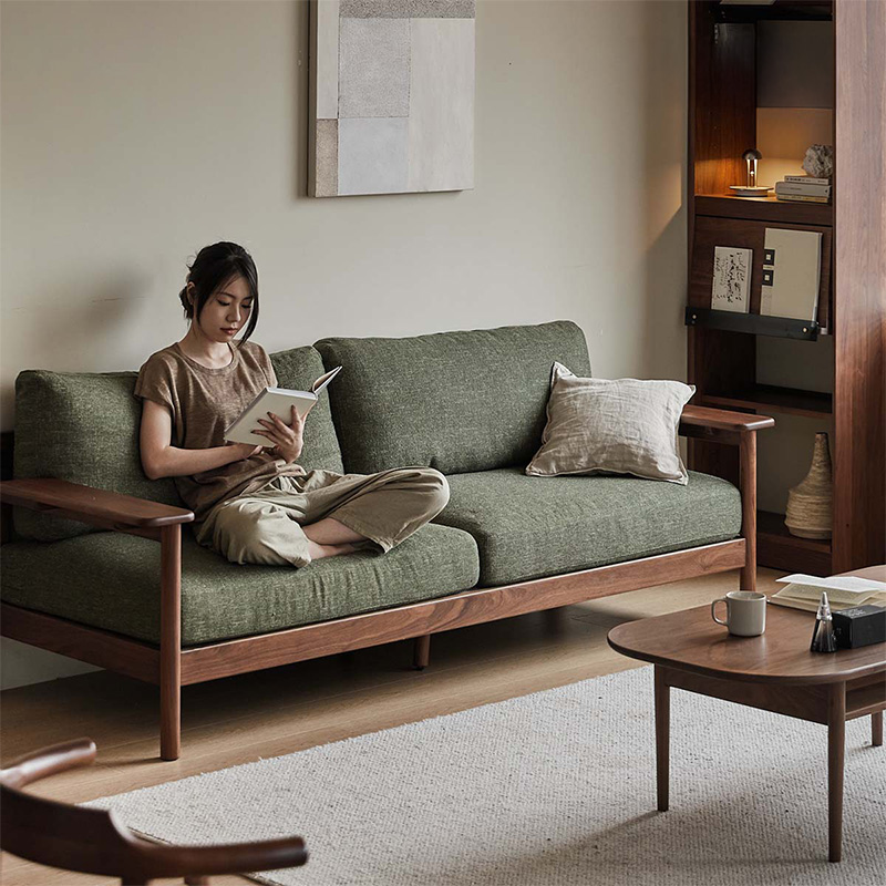 Woody Prime Walnut ウォールナット材 ヴィンテージ風木製ソファ