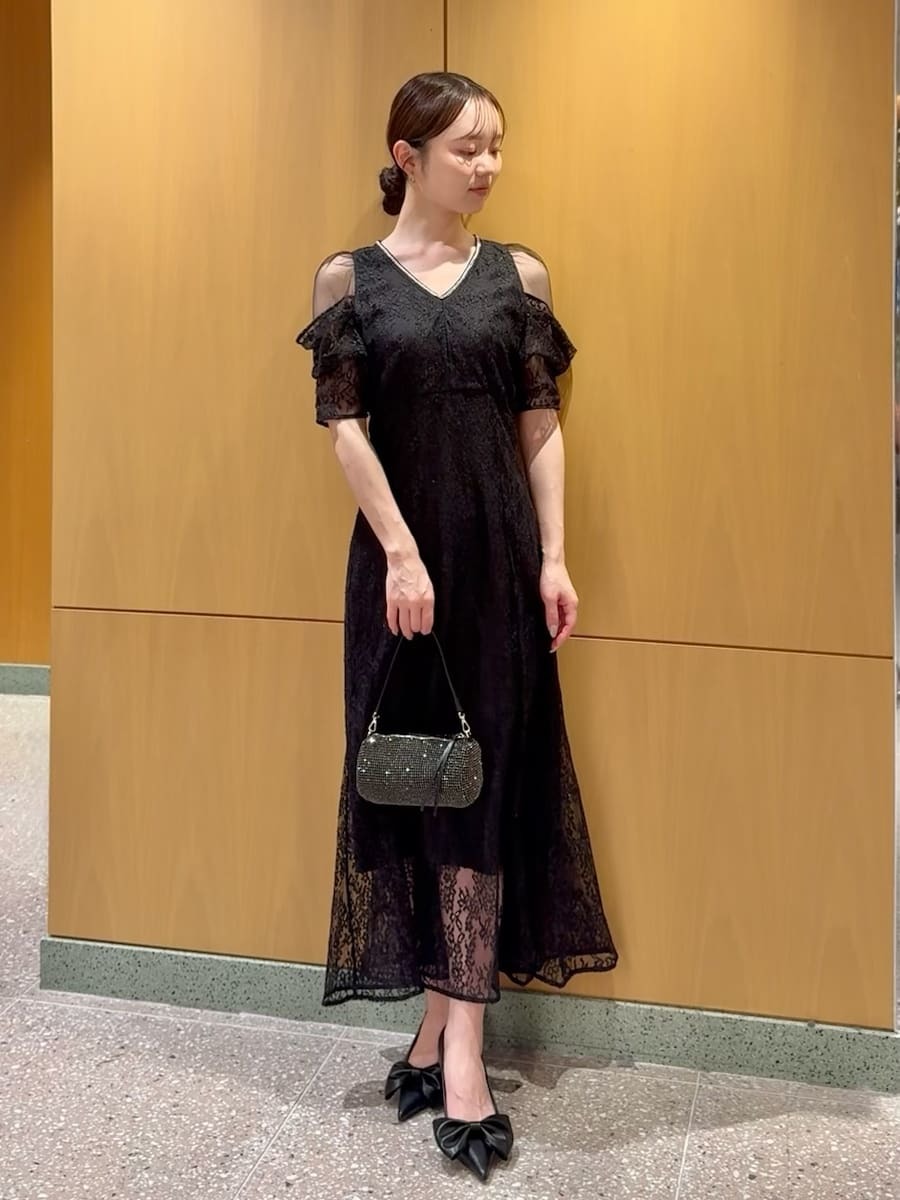 ラメブレードVネックレースドレス(マキシ・ロングワンピース