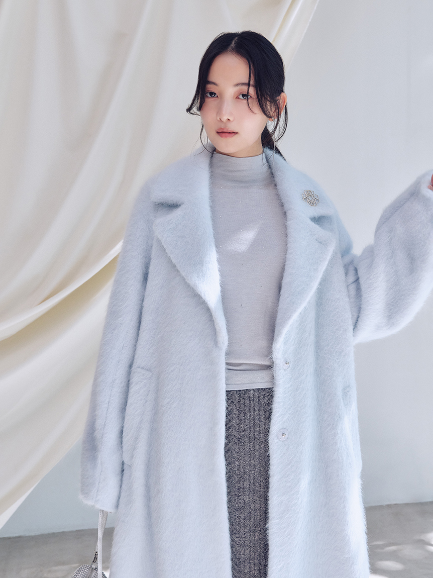 ブローチ付きシャギーロングコート(コート)｜アウター｜SNIDEL