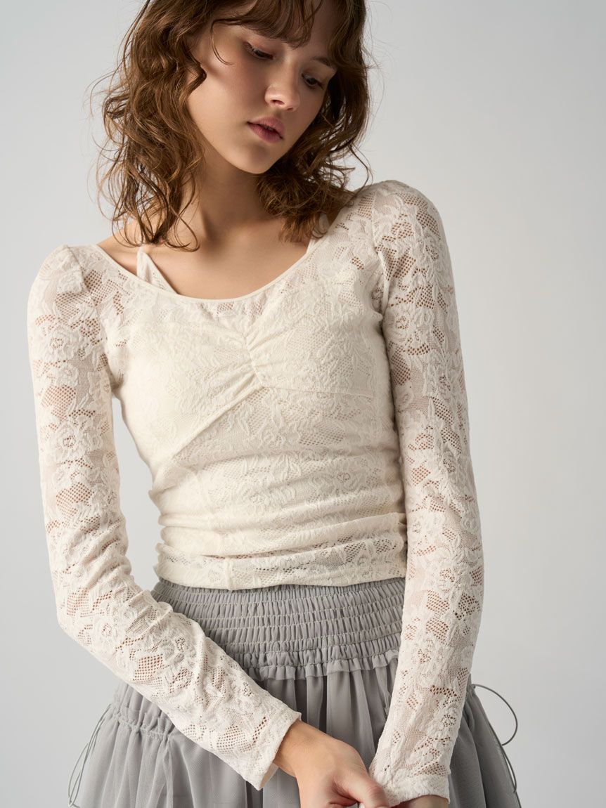 Chacott】レース柄編みプルオーバー(Tシャツ・カットソー)｜トップス