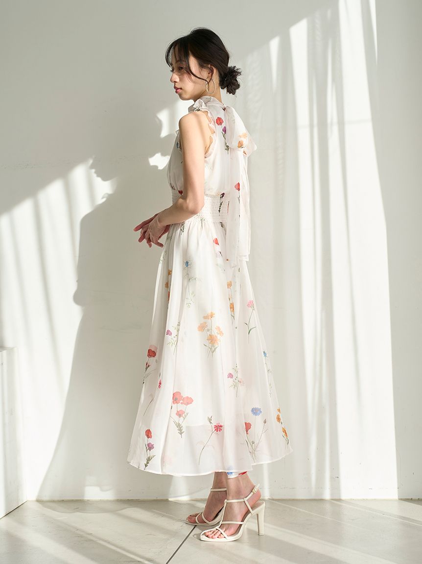 バックリボンシフォンワンピース(マキシ・ロングワンピース