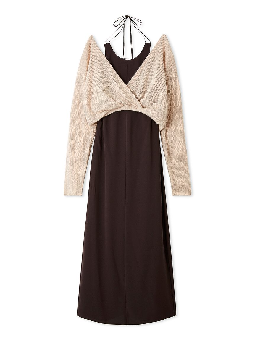 カシュクールニットセットホルターワンピース(マキシ・ロング