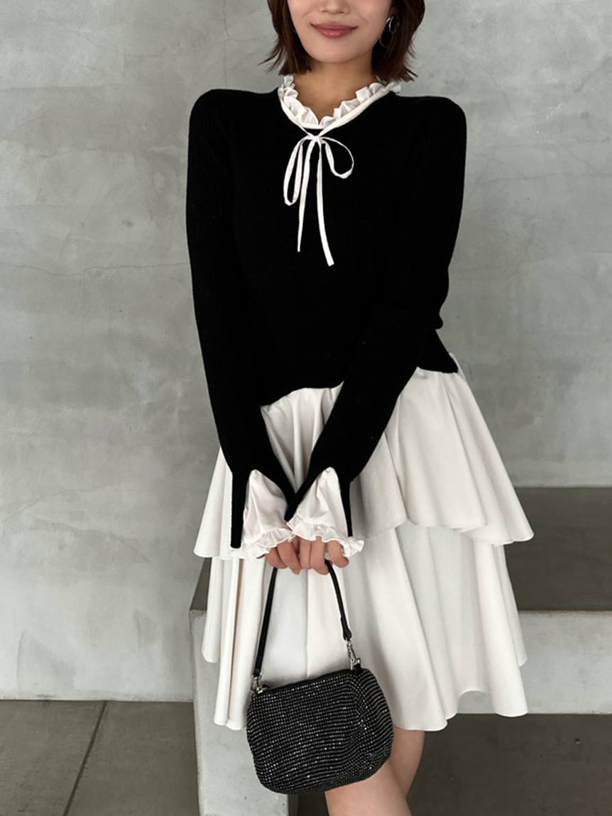 Sustainableドッキングミニニットワンピース(ミニワンピース