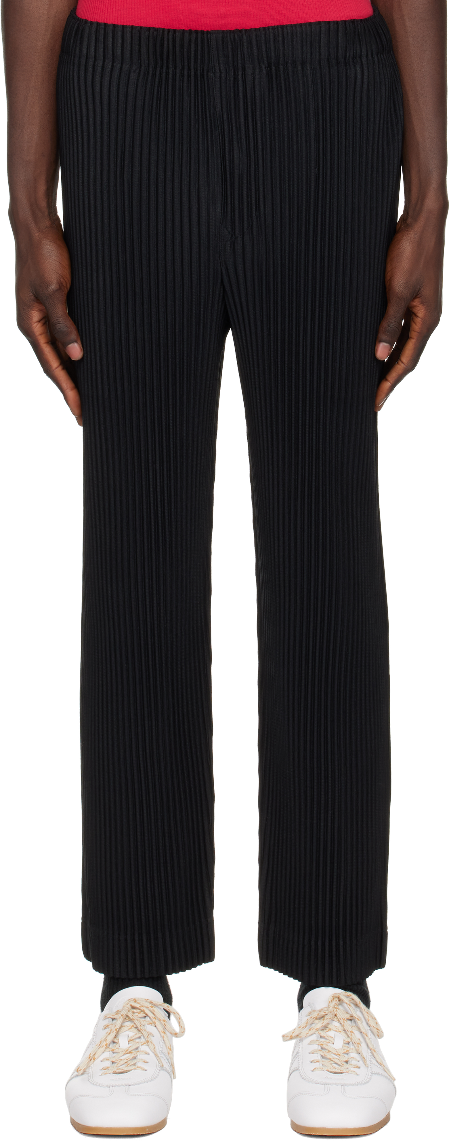 Black Monthly Color November Trousers by HOMME PLISSÉ ISSEY MIYAKE