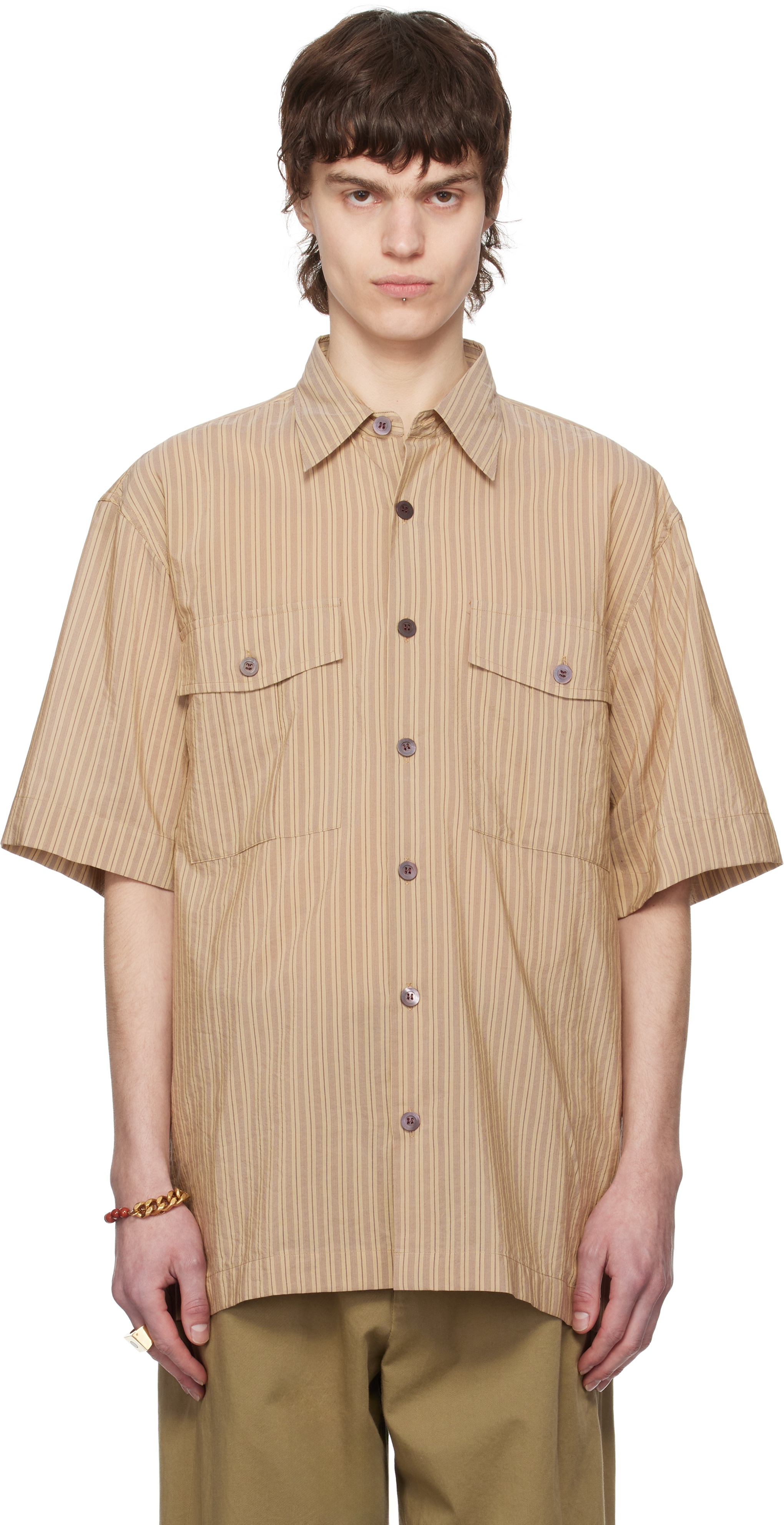 Dries Van Notenのブラウン ストライプ シャツがセール中