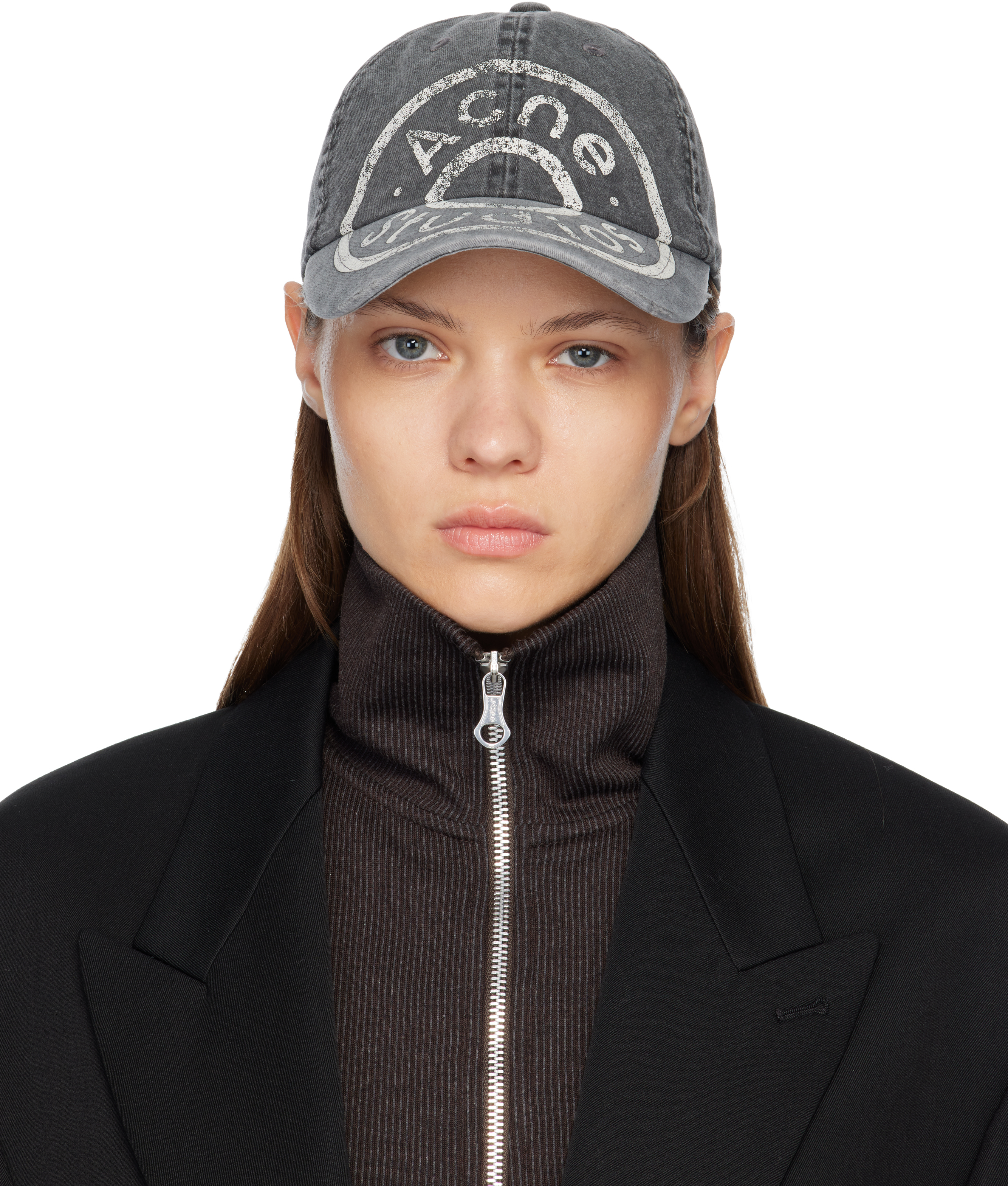 Acne Studiosのブラック デニム ロゴ キャップがセール中