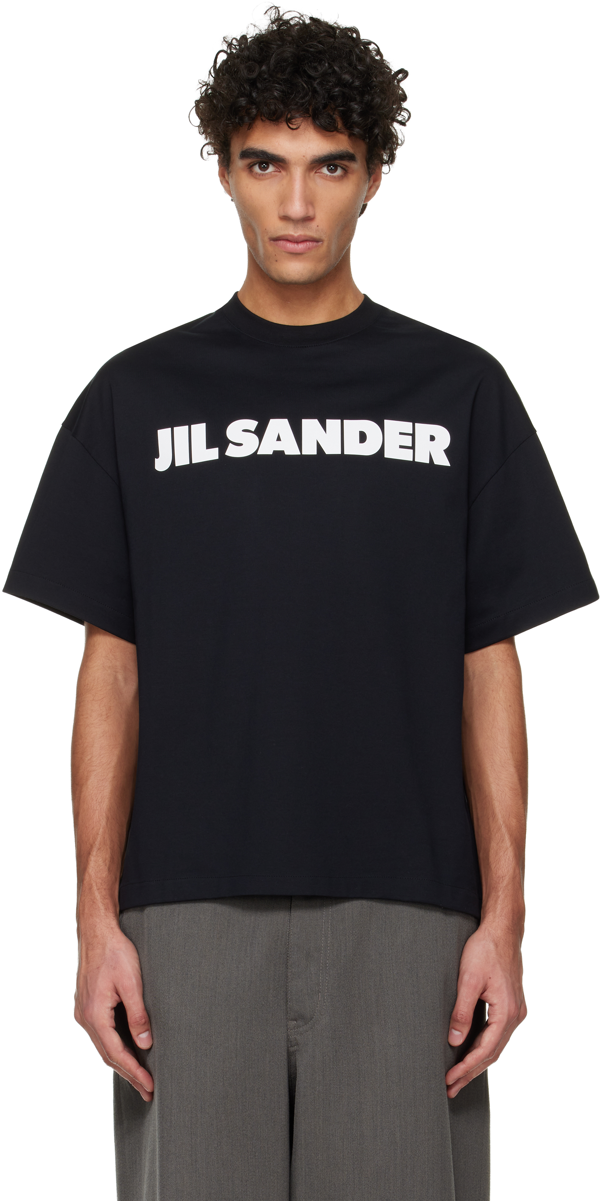 Jil Sander: ブラック ロゴ Tシャツ | SSENSE 日本