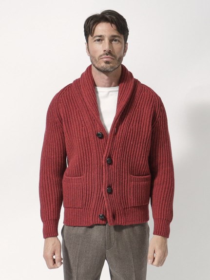 3ゲージ】ウールカシミヤショールカラーニット（ニット）｜MC GEORGE