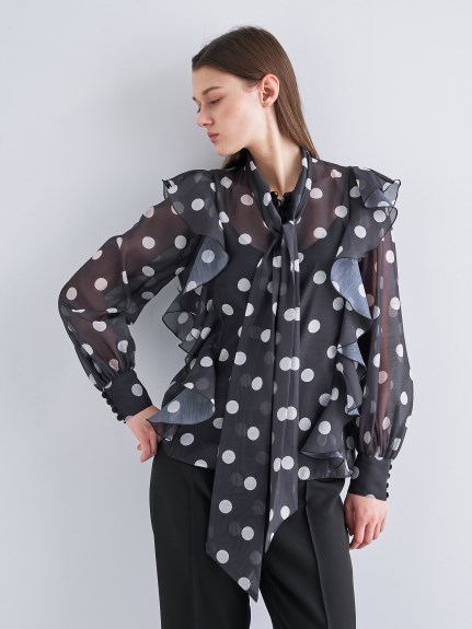 ドット柄 ボウタイブラウス（シャツ & ブラウス）｜STRASBURGO