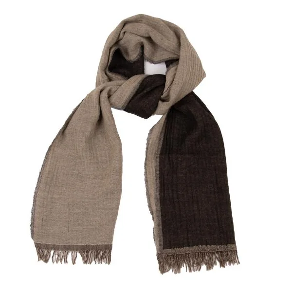 パパスプラスPapas+ Fine Merino生地 ウールバイカラーフリンジ