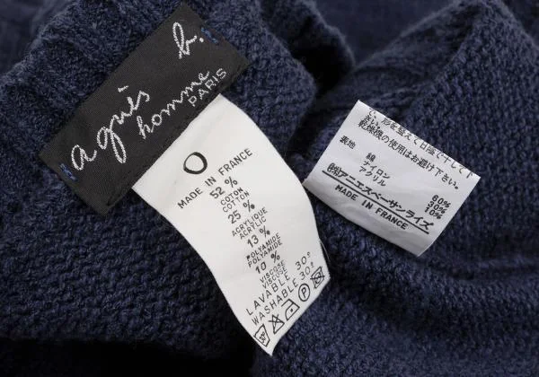 アニエスベーオムagnes b. homme 混紡クルーネックニットセーター 紺M