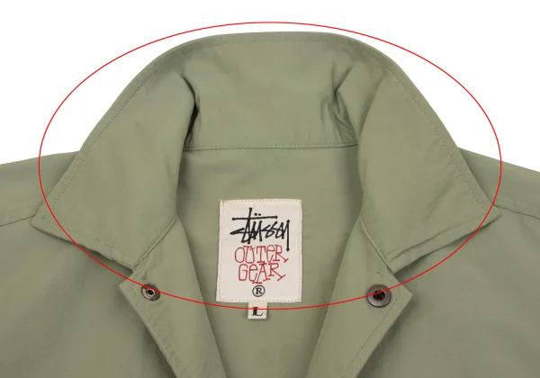 ステューシーSTUSSY ロゴプリントナイロンコーチジャケット カーキL (K