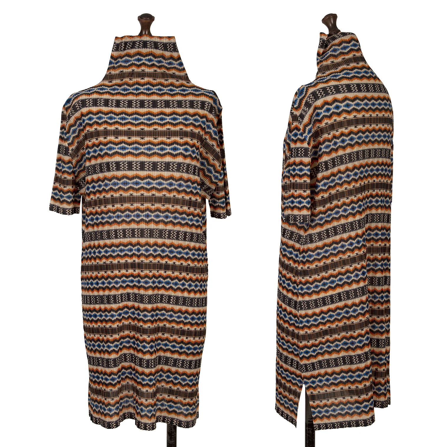 プリーツプリーズPLEATS PLEASE ネイティブ柄ハイネック半袖チュニック