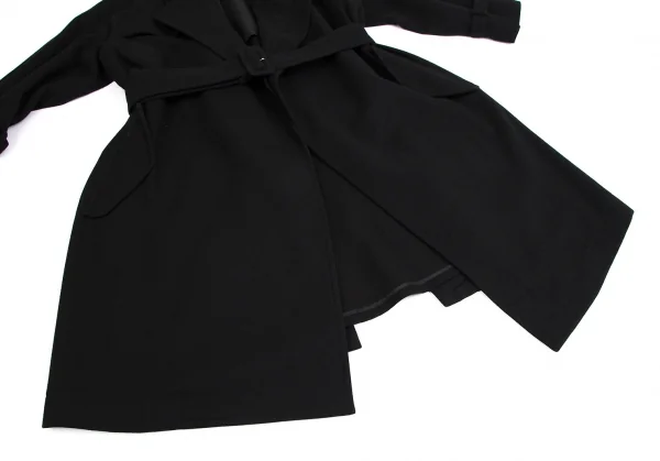 COMME des GARCONS Wool Nylon Buttonless Trench Coat Black S-M (K