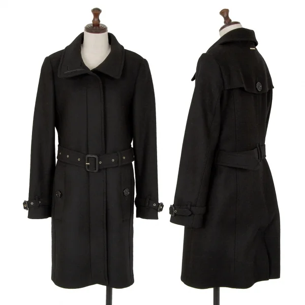 バーバリーBURBERRY LONDON カシミヤ混ウールシングルコート 黒UK8 (K