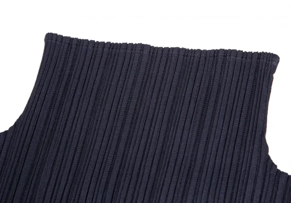 プリーツプリーズPLEATS PLEASE プリーツハイネックワンピース 紺2 (K